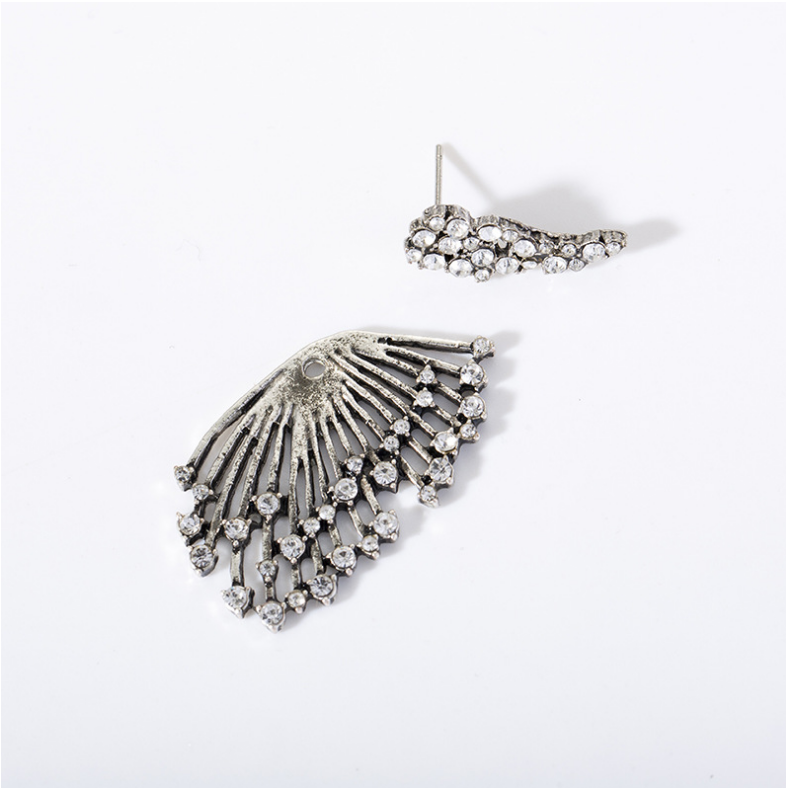 Crystal Peacock Design Ear Stud Earrings Dangle Women Fashion Jewelry Gift for