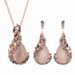 Retro Water Drop Necklace And Earrings Two-piece Set With Diamonds