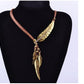 3 Colors Black Rope Multilayer Feather Leaf Tassels Pendant Necklace