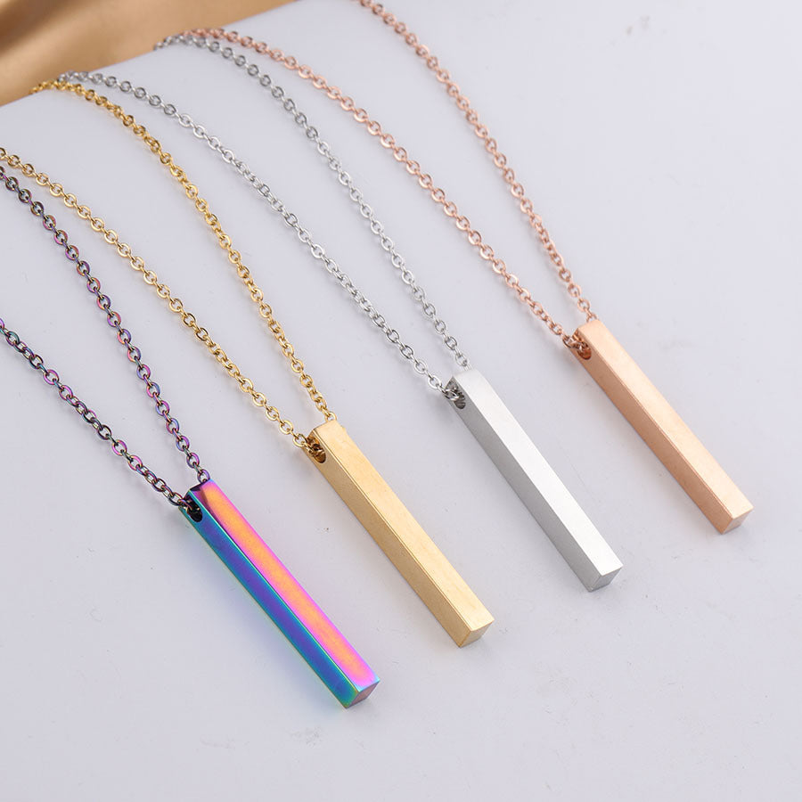 3D Engraved Bar Necklace