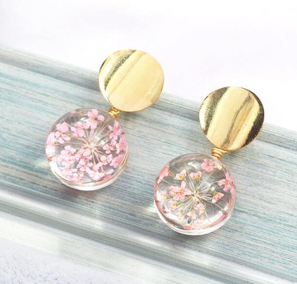 Flower Resin Ear Studs Dangle Fashion Earrings for Women Stylish Party Jewelry Gift