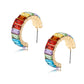 Multicolor glass diamond C-shaped earrings