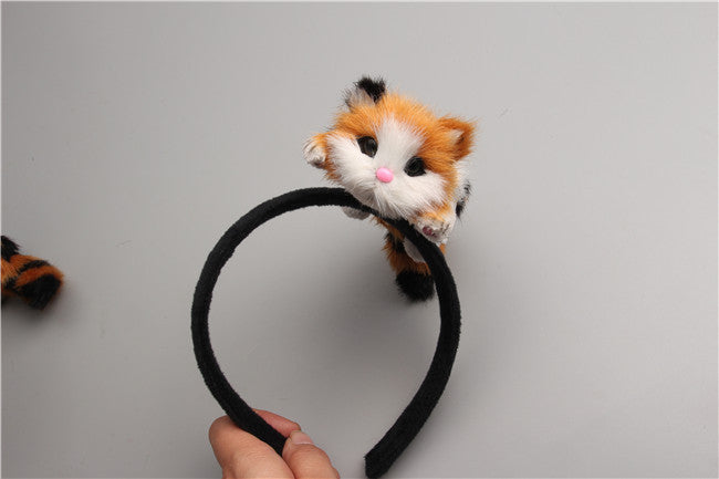 Stylish Women Girls Lovely Cat Headband Flannelette Plush Kitten HairBand Halloween Chirsmas Party Headdress Hair Accessories