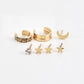 7pc Set Moon Star Stud Earrings Ear Cuff Women Fashionable Luxurious Earrings