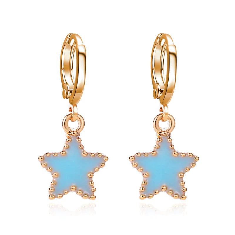 Sky Blue Star Dangle Earrings Cute Summer Earring Jewelry Gift for Her