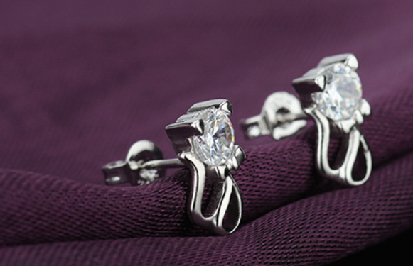 Crystal Cat Stud Earrings Fashion Women Female Earrings Piercing Jewelry