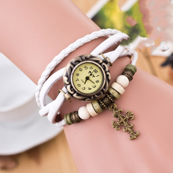 Female bracelet cross watch