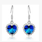 Blue Crystal Heart Dangle Earring Exquisite Fashion Drop Earrings For Women