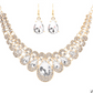 Europe and the United States retro ethnic style jewelry set crystal gem set geometric necklace earrings set female fashion jewelry