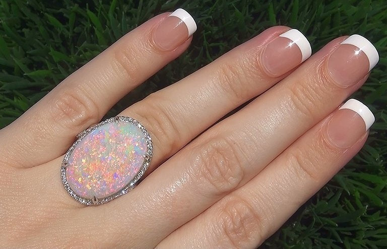 Opal Ring Cross-border Wish Hot Sale Jewelry Fashion Lady Opal Ring Opal Ring Jewelry