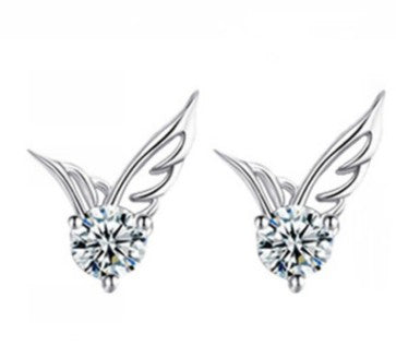 Wings Rhinestone Stud Earrings for Women Girls Fashion Earrings Piercing Jewelry