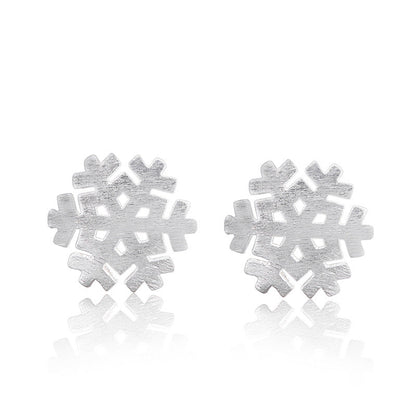 Metallic Snowflake Stud Earrings Women Fashionable Luxurious Earrings Jewelry
