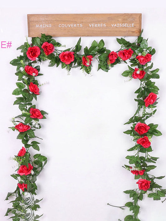 86” Artificial Rose Flower Vine Home Decor Leaf String Wedding Event Decoration