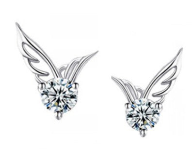 Wings Rhinestone Stud Earrings for Women Girls Fashion Earrings Piercing Jewelry