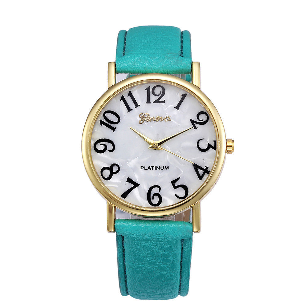 Marble Belt Watch Fashion Geneva Watch  Shell Face Casual Watch For Men And Women