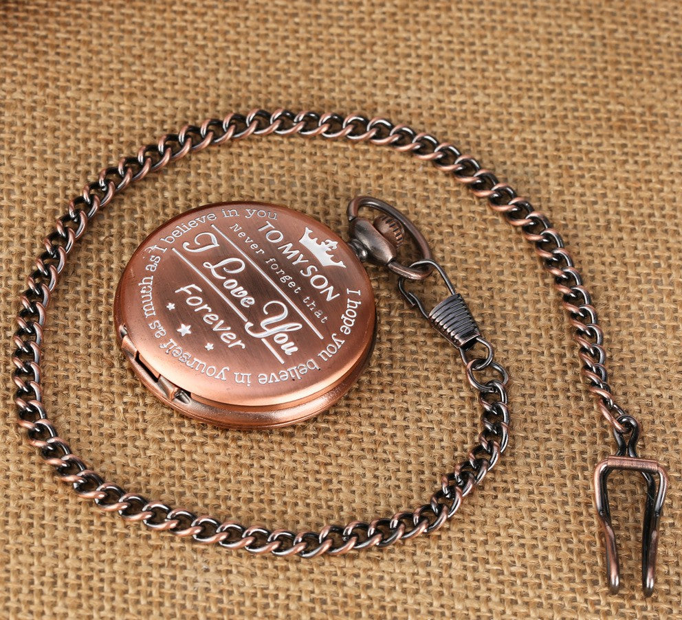 "I LOVE YOU FOREVER" POCKET CHAIN WATCH