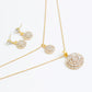 The bride jewelry two piece Necklace Earrings Set Round Diamond Jewelry Set Gold Jewellery Set