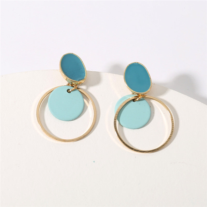Mint Blue Geometric Jewelry Fashion Dangle Earrings for Girls Party Birthday Gift