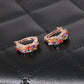 Colorful Stones Hoop Earring Women Jewelry Mom Gift Everyday Wear Earrings