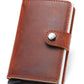 RFID Anti-theft Aluminum Alloy Card Box Retro Style Horse Leather Wallet Card Holder