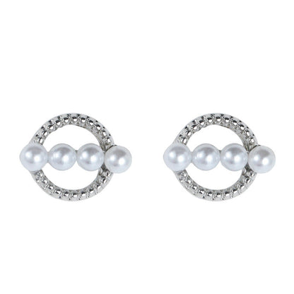 Pearls Circle Stud Earrings Women Charm Stud Jewelry Birthday Holiday Gifts