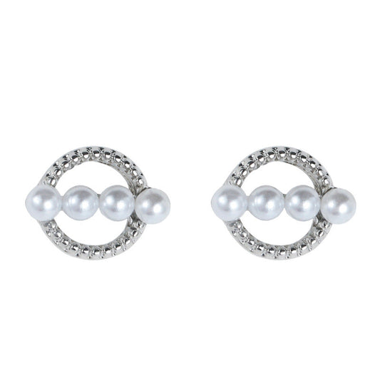 Pearls Circle Stud Earrings Women Charm Stud Jewelry Birthday Holiday Gifts