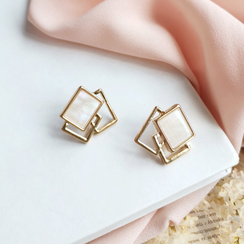 Three Rectangle Stud Earrings Women Jewelry Mom Gift Everyday Wear Earrings