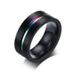 Titanium Steel Men's Ring Blue Stainless Steel Joint Between Grooves