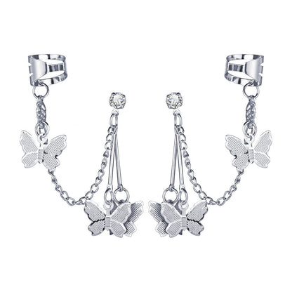 Butterfly Cuff Ear Studs Dangle Fashion Earrings for Women Party Jewelry Gift