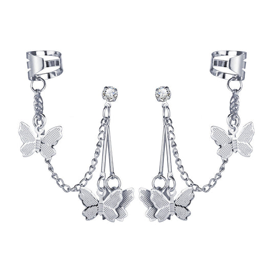Butterfly Cuff Ear Studs Dangle Fashion Earrings for Women Party Jewelry Gift