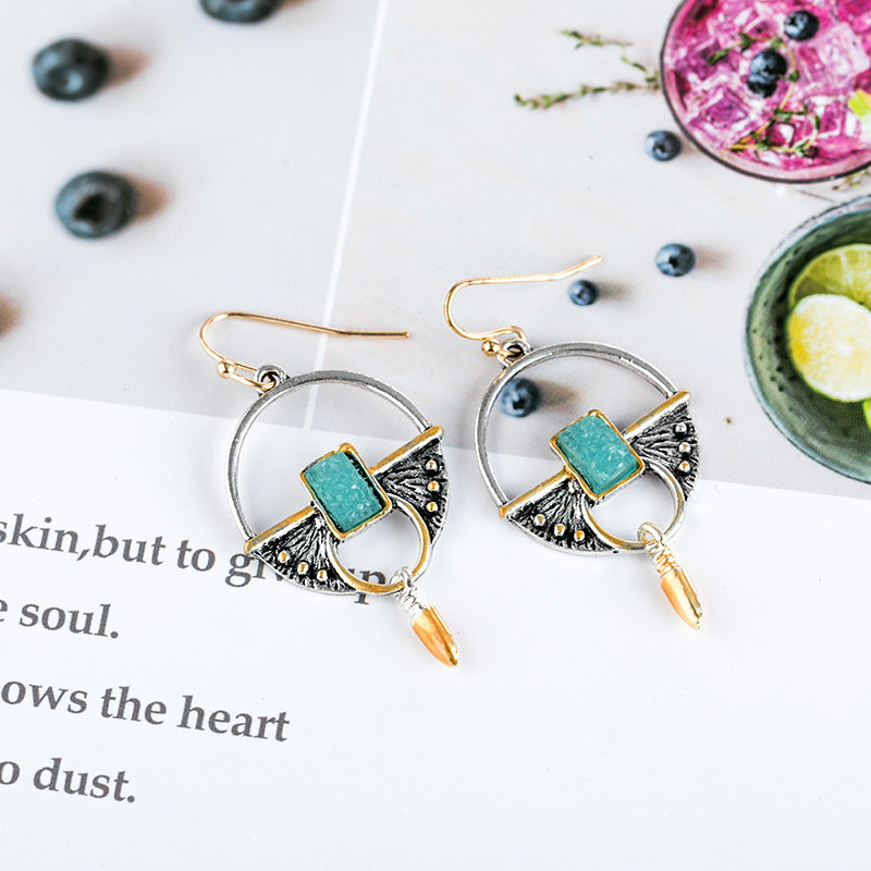 Geometric Turquoise Drop Ear Dangle Fashion Earrings for Women Party Jewelry Gift