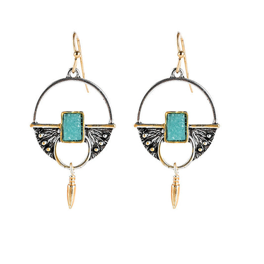 Geometric Turquoise Drop Ear Dangle Fashion Earrings for Women Party Jewelry Gift