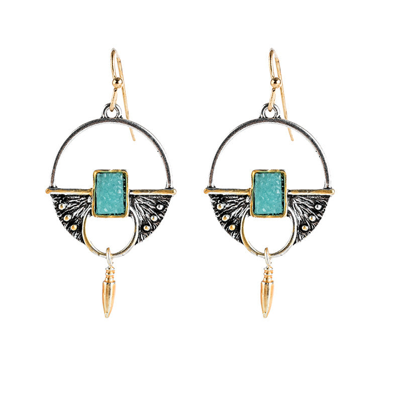 Geometric Turquoise Drop Ear Dangle Fashion Earrings for Women Party Jewelry Gift