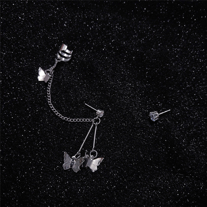 Butterfly Ear Stud Ear Cuff Earrings Dangle Women Fashion Jewelry Gift for Her