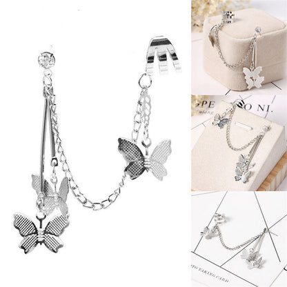 Butterfly Ear Stud Ear Cuff Earrings Dangle Women Fashion Jewelry Gift for Her