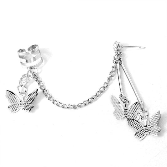 Butterfly Ear Stud Ear Cuff Earrings Dangle Women Fashion Jewelry Gift for Her