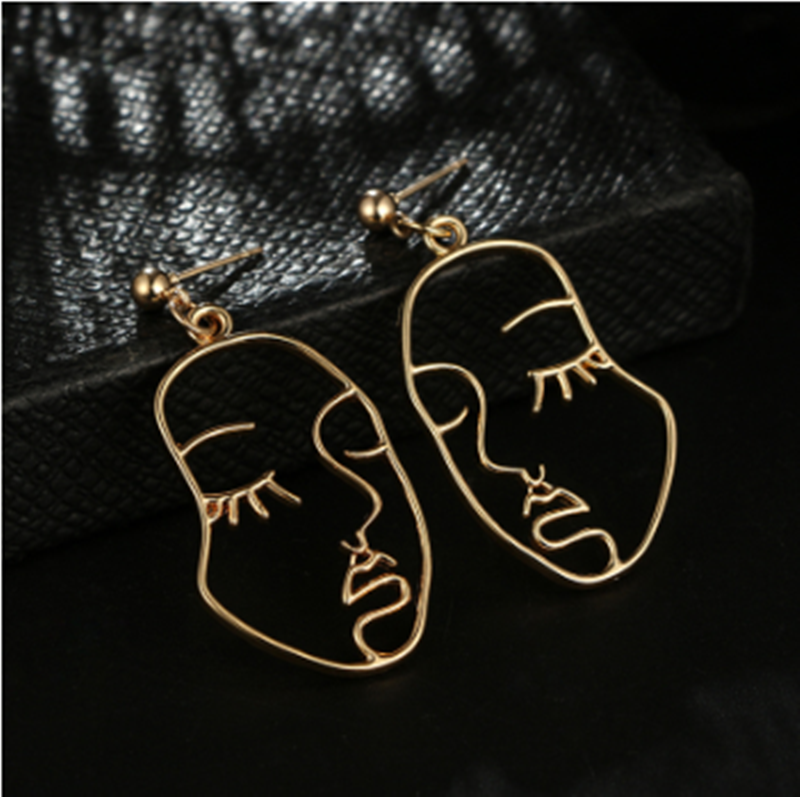 Geometric Face Drop Ear Dangle Fashion Earrings for Women Party Jewelry Gift