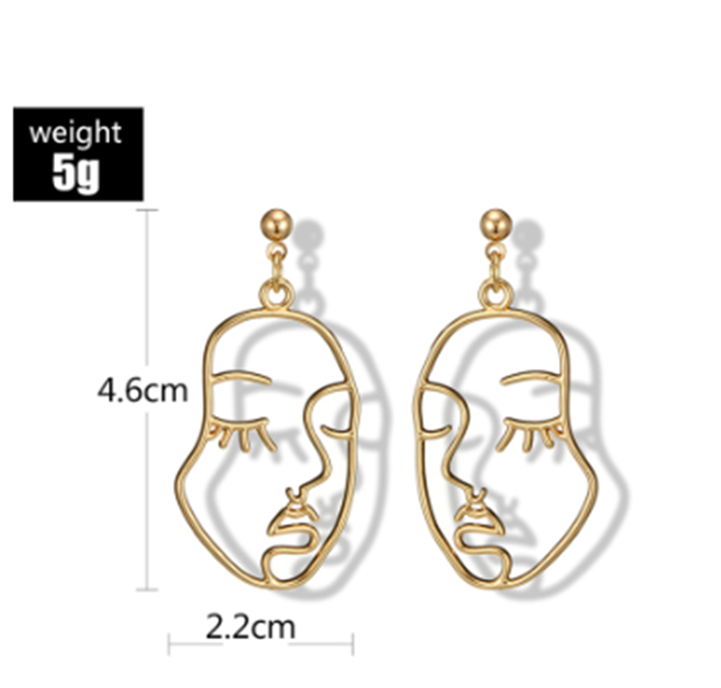 Geometric Face Drop Ear Dangle Fashion Earrings for Women Party Jewelry Gift