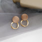 Khaki Golden Geometric Ear Drop Earrings Dangle Women Fashion Jewelry Gift for
