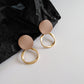 Khaki Golden Geometric Ear Drop Earrings Dangle Women Fashion Jewelry Gift for