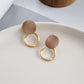 Khaki Golden Geometric Ear Drop Earrings Dangle Women Fashion Jewelry Gift for