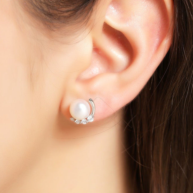 Minimalistic Pearl Stud Earrings Women Charm Stud Jewelry Birthday Holiday Gifts
