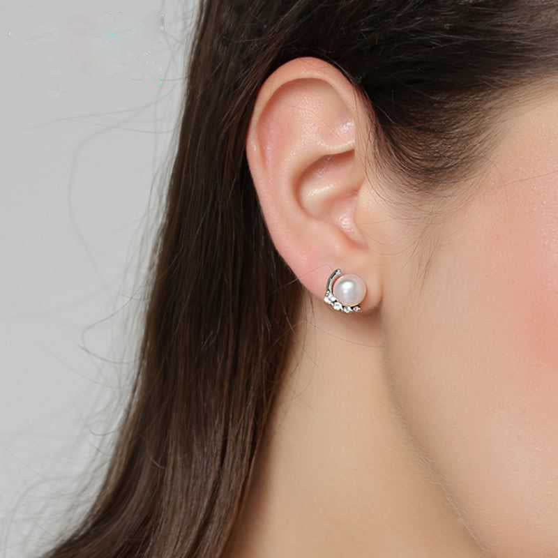 Minimalistic Pearl Stud Earrings Women Charm Stud Jewelry Birthday Holiday Gifts