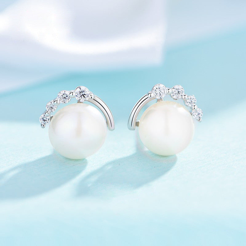 Minimalistic Pearl Stud Earrings Women Charm Stud Jewelry Birthday Holiday Gifts