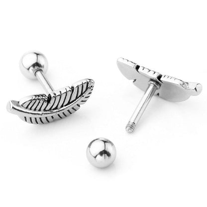 Feather Style Stud Earrings for Girls Women Stud Jewelry Gift Accessories