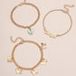 European and American Jane Flower Butterfly Tassel Anklet 3-Piece Set