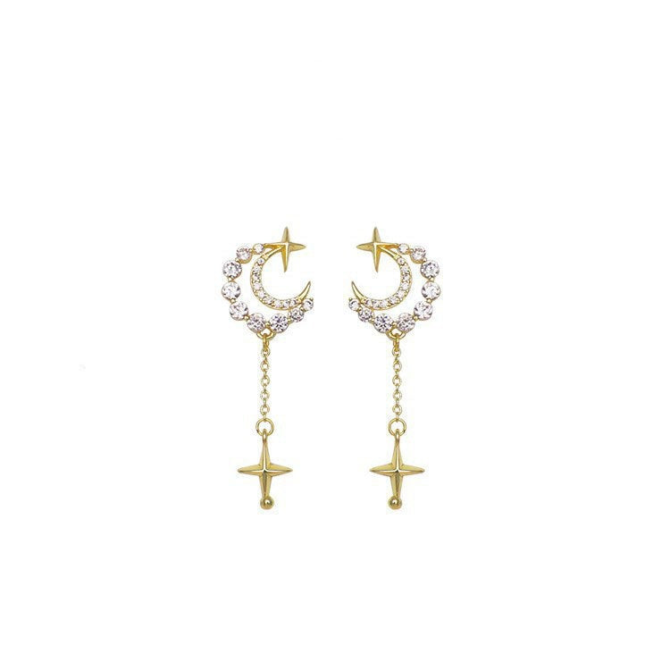 Rhinestone Moon Dangle Earring Exquisite Fashion Drop Earrings For Women