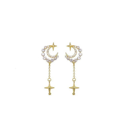 Rhinestone Moon Dangle Earring Exquisite Fashion Drop Earrings For Women
