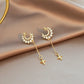 Rhinestone Moon Dangle Earring Exquisite Fashion Drop Earrings For Women