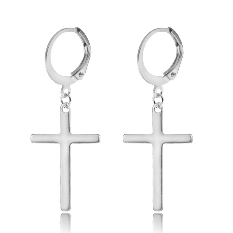 Titanium Steel Chain Earrings Stainless Steel Cross Earrings